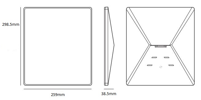 Medidas e dimensões do equipamento Starlink Mini com base e cabos