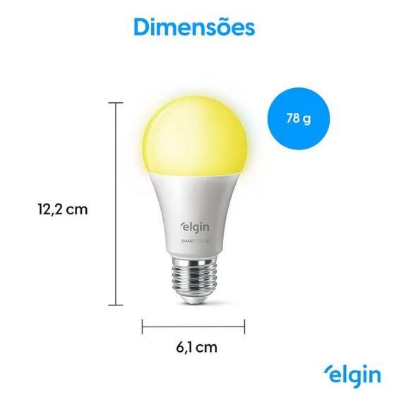 Dimenções da lâmpada inteligente Smart Color LED Elgin