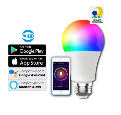 Lâmpada Inteligente Smart G-light A60 RGBW compatível com Alexa e Google Assistant